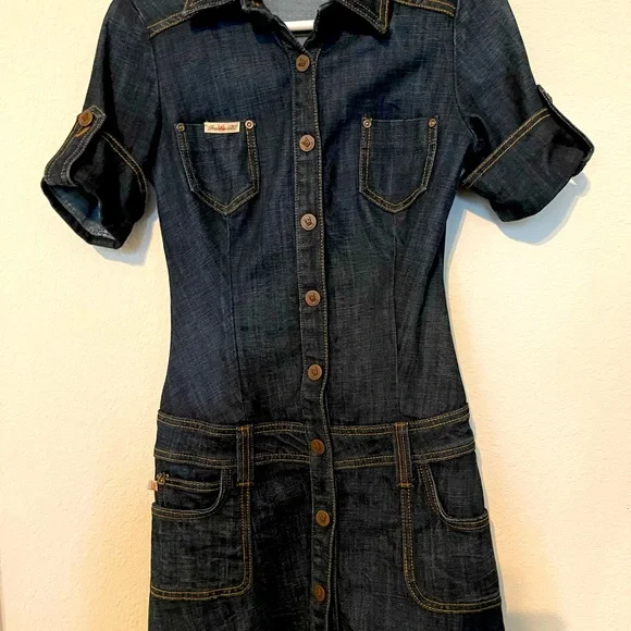 Frankie B. Dresses | Frankie B Denim Snap Front Dress Like New Size 4 | Color: Blue | Size: 4 | Lori_Monson's Closet